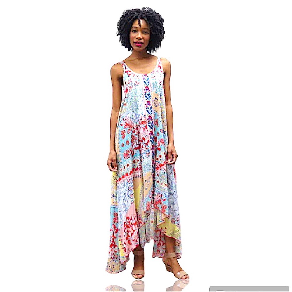 Love Kyla Dahna‎ patchwork boho maxi dress size S Long Beach vacation